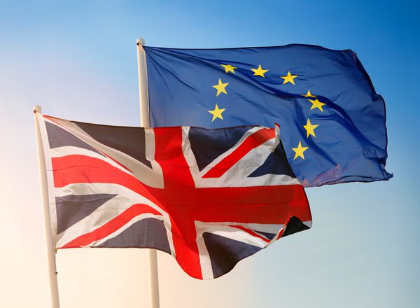 Flags of Great Britain and European Union