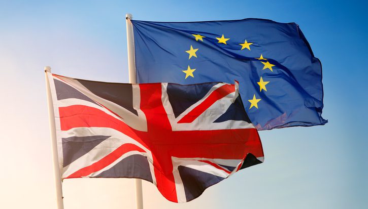 Flags of Great Britain and European Union