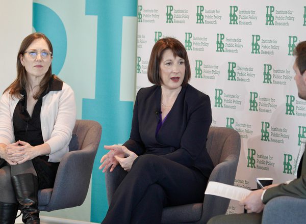 Rachel Reeves and Heather Boushey speaking at an IPPR event