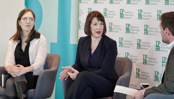 Rachel Reeves and Heather Boushey speaking at an IPPR event