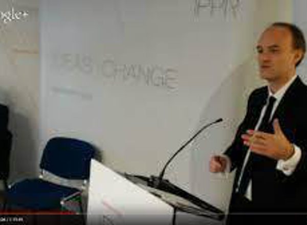 Dominic Cumming speaking at an IPPR event