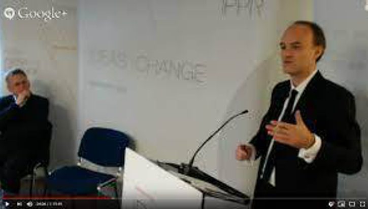 Dominic Cumming speaking at an IPPR event